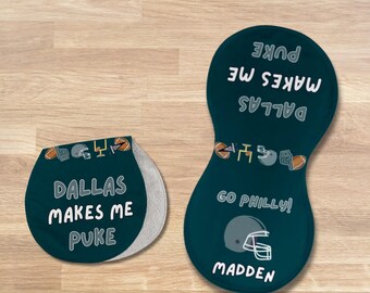 Linge de rot de bébé rivalité avec le football de Philadelphie, Dallas me fait vomir, cadeau personnalisé football pour bébé