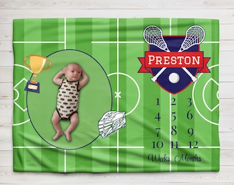 Personalized Lacrosse Baby Milestone Blanket: Sports Photo Prop