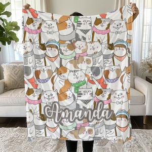 Personalized Cat Lover Collage Velveteen Plush Blanket