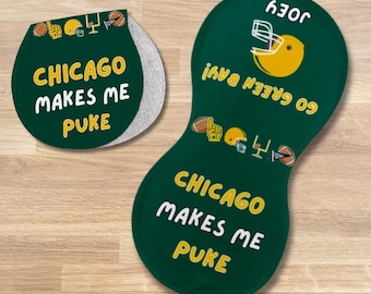 Linge pour rots de bébé Green Bay Football Rivalry, Chicago me fait vomir, cadeau sport personnalisé pour bébé