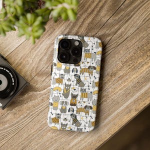 Cartoon Playful Dog Puppy Grid Tough Phone Case - Playful Puppy Pattern for iPhone & Samsung