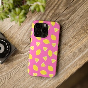 Cute Pink Lemon Summer Tough Phone Case | Bright Citrus Fruit  | Fun Summer Vibes Lemon PatternTough Phone case for iPhone and Samsung