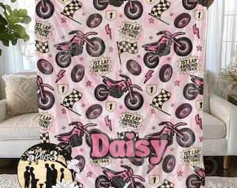 Couverture de moto personnalisée pour fille - Couverture de course rose pour motos tout terrain