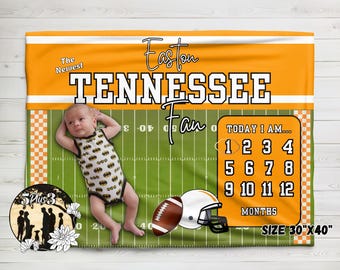 Couverture Milestone Baby Football Tennessee : peluche douce comme du beurre personnalisée