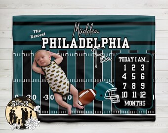 Couverture Philadelphia Baby Milestone : accessoire photo de football