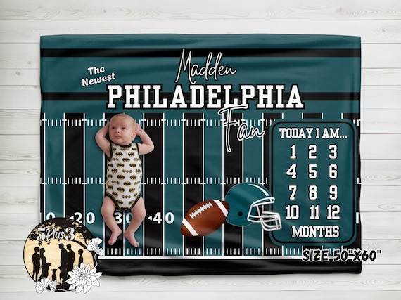 Philadelphia Football Baby Milestone Blanket: Personalized Buttery Soft  Plush
