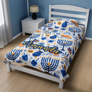 Hanukkah Balloon Print Pattern Duvet Cover Bedding Set