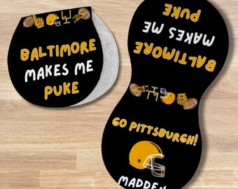 Drôle Pittsburgh Football Rivalry Baby rot, tissu Baltimore me fait vomir, cadeau sport personnalisé pour bébé
