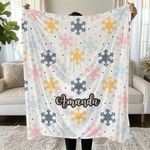 Personalized Snowflake Christmas Winter Velveteen Plush Blanket