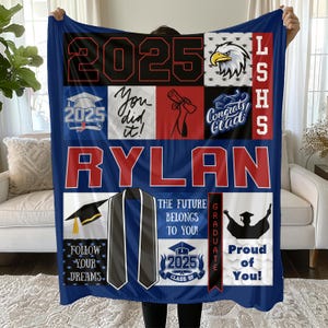Custom Graduation Blanket | Personalized Senior Gift 2025 | Class of 2025 Minky or Sherpa Throw