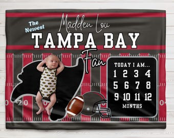 Tampa Bay Football Baby Milestone Blanket: Buttery Soft Plush Photo Prop