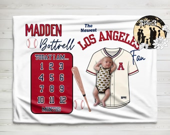Couverture personnalisée Baseball Baby Milestone, accessoire de chambre de sport avec nom personnalisé