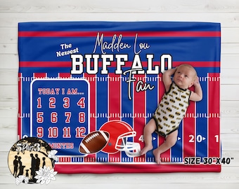 Buffalo Football Baby Milestone Blanket: Buttery Soft Plush Photo Prop