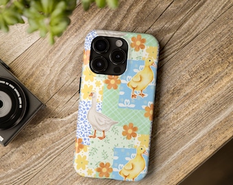 Farmhouse Duck & Goose Phone Case: Cottagecore Patchwork Design