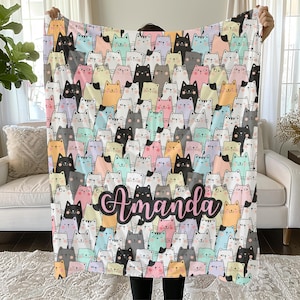 Personalized Cat Collage Velveteen Plush Blanket