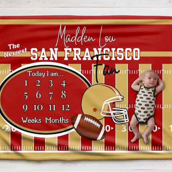 San Francisco Football Baby Milestone Buttery Soft Blanket: Photo Prop