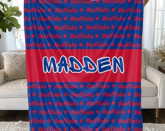 Couverture personnalisée Buffalo Football - Cadeau nom personnalisé pour fan de sport