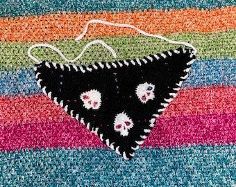 Spooky Skull Crochet Cotton Bandana - Custom Color Options