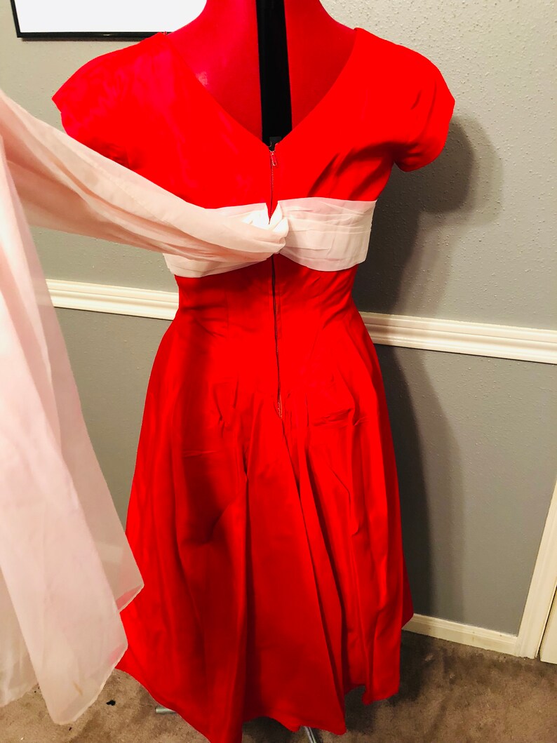 Vintage Vibrant Red Party Gown