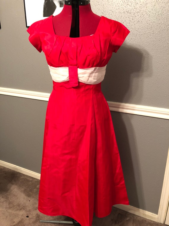 Vintage Vibrant Red Party Gown