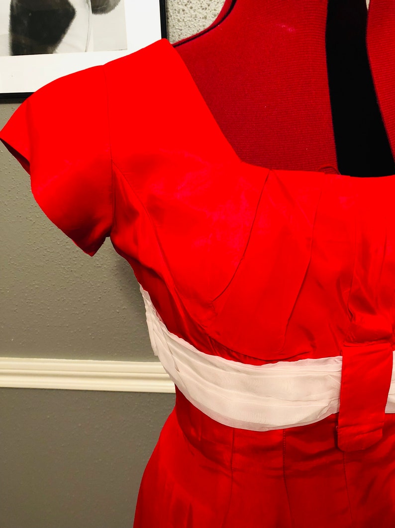 Vintage Vibrant Red Party Gown