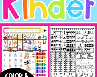 Huiswerkmappen voor kleuters | Referentiebladen voor wiskunde en taal, huiswerk en bureauhulp