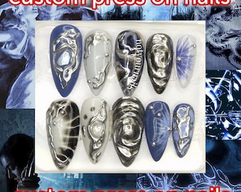 Set de uñas de gel personalizadas hechas a mano. Pedido personalizado de diferentes estilos.