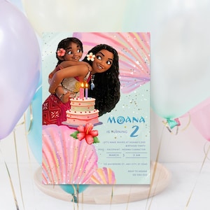 Bearbeitbare Moana 2 Geburtstagseinladung, Sofortiger Download, Canva