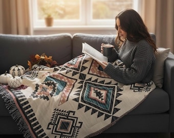 Aztec Woven Throw Blanket: Southwestern Tribal Decor