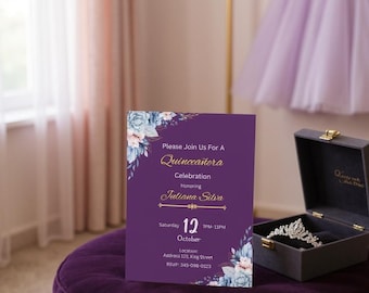 Quinceañera uitnodiging sjabloon: uitnodiging voor Quinceanera feest
