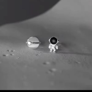 Asymmetric Space Earrings: Planet And Astronaut Opal Studs