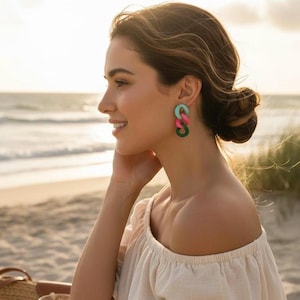 Rainbow Acrylic Geometric Drop Earrings: Fun Statement Jewelry