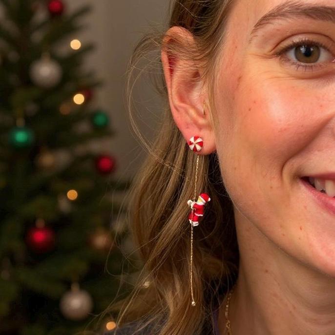 1 Paia Orecchini Natalizi Da Donna Con Design A Bulbo Rosso E Funzione