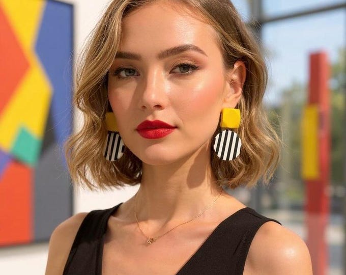 Bold Retro Acrylic Statement Earrings – Dangle Jewelry for Festivals, Gifts & All-Day Comfort