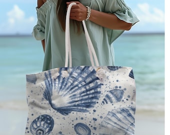 Seashell Beach Tote Bag: Large Canvas Coastal Accessory