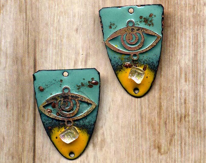Eye Protection Handmade Handmade Enamel Eye Protection 3D Pendant Copper Rustic Necklace ...