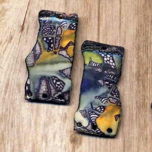 Charms en émail fait main, art original rustique, carte magique, breloque en cuivre, artisan boucles d'oreilles composant liens de fabrication de bijoux par annabeads72