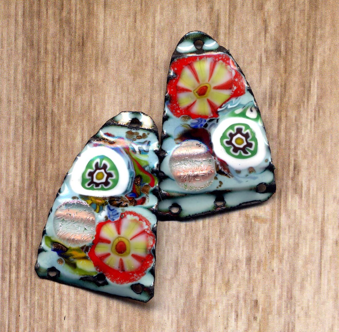 Large Handmade Enamel Charms Modern Art Colorful Charm Artisan Earrings