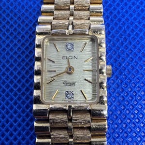 Vintage Elgin Diamond Ladies Watch | Goldtone Quartz with 2 Diamonds | Japan Movement | Excellent Condition | Working with New Battery