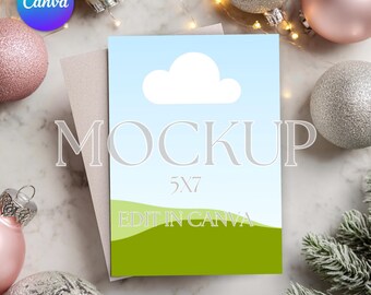 Canva Christmas Invitation Mockup: 5x7 Card Template (Digital Download)