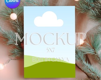 Canva Christmas Invitation Mockup: 5x7 Card Template (Digital Download)
