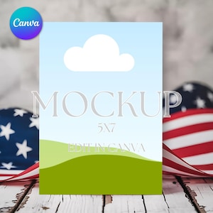 Maquette d'invitation du 4 juillet Canva, invitation de 5 x 7 po. ou maquette de carte, parfaite pour les vendeurs Etsy, simple glisser-déposer dans Canva