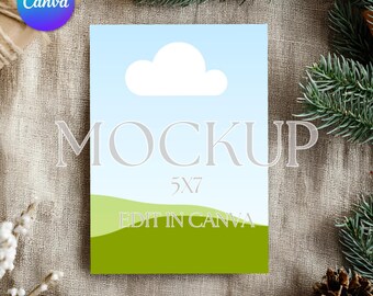 Canva Christmas Invitation Mockup: 5x7 Card Template (Digital Download)