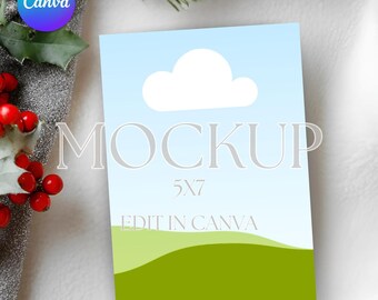 Canva Christmas Invitation Mockup: 5x7 Card Template (Digital Download)