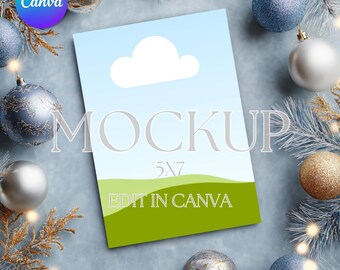 Canva Christmas Invitation Mockup: 5x7 Card Template (Digital Download)