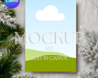Canva Christmas Invitation Mockup: 5x7 Card Template (Digital Download)