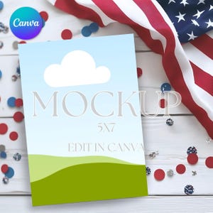 Maquette d'invitation du 4 juillet Canva, invitation de 5 x 7 po. ou maquette de carte, parfaite pour les vendeurs Etsy, simple glisser-déposer dans Canva