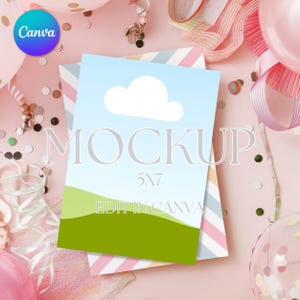 Maquette d'invitation d'anniversaire Canva, 5 x 7 pouces (5 x 7 po.) Invitation ou maquette de carte, parfaite pour les vendeurs Etsy, simple glisser-déposer dans Canva