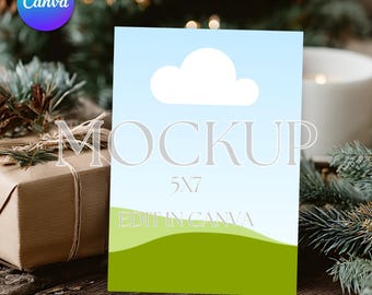 Canva Christmas Invitation Mockup: 5x7 Card Template (Digital Download)