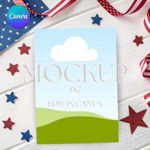 Maquette d'invitation du 4 juillet Canva, invitation de 5 x 7 po. ou maquette de carte, parfaite pour les vendeurs Etsy, simple glisser-déposer dans Canva